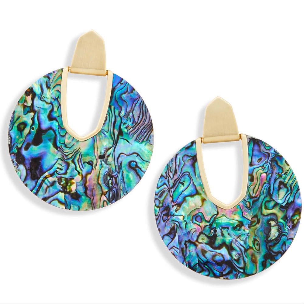 Diane Gold Statement Earrings In Abalone Shell